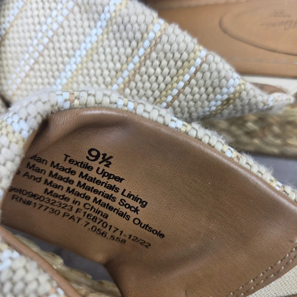 Universal Thread Womens Platform Espadrille Sandals Beige Striped Slide Size 9.5